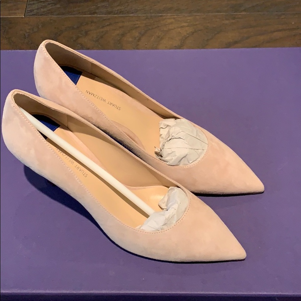 Stuart Weitzman Tippi 70 Dolce Comb Suede pump pointed toe heels.